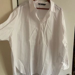 Zara oversized white poplin shirt trf